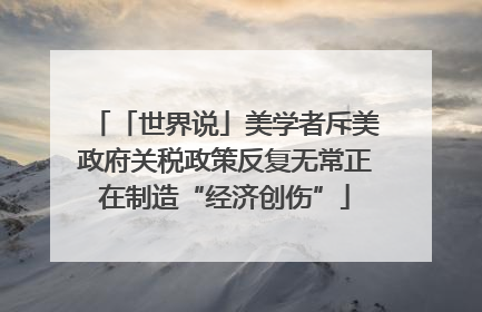 「世界说」美学者斥美政府关税政策反复无常正在制造“经济创伤”