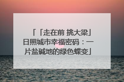 「走在前 挑大梁」日照城市幸福密码：一片盐碱地的绿色蝶变