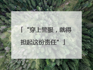 “穿上警服，就得担起这份责任”