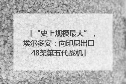“史上规模最大”，埃尔多安：向印尼出口48架第五代战机
