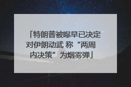 特朗普被曝早已决定对伊朗动武 称“两周内决策”为烟雾弹