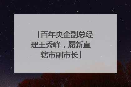 百年央企副总经理王秀峰，履新直辖市副市长
