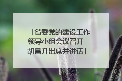 省委党的建设工作领导小组会议召开 胡昌升出席并讲话