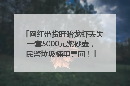 网红带货盱眙龙虾丢失一套5000元紫砂壶，民警垃圾桶里寻回！