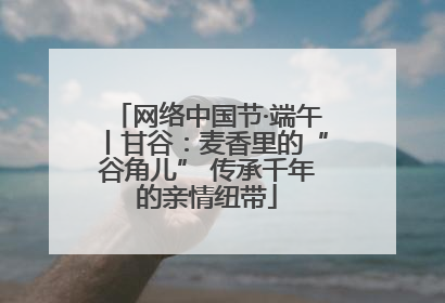 网络中国节·端午丨甘谷：麦香里的“谷角儿” 传承千年的亲情纽带