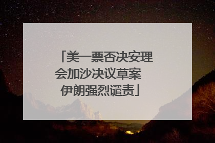 美一票否决安理会加沙决议草案 伊朗强烈谴责