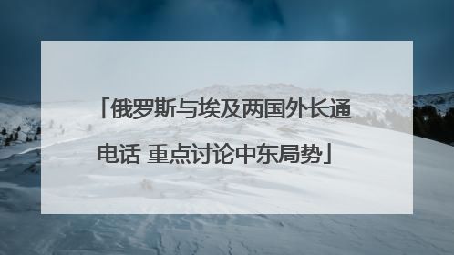 俄罗斯与埃及两国外长通电话 重点讨论中东局势