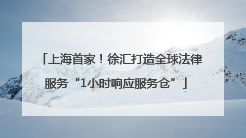 上海首家！徐汇打造全球法律服务“1小时响应服务仓”