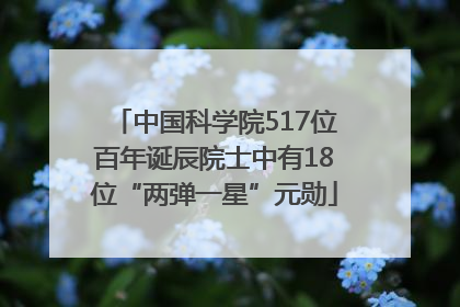 中国科学院517位百年诞辰院士中有18位“两弹一星”元勋