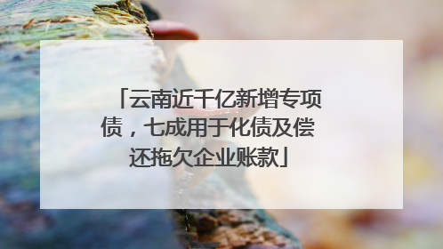 云南近千亿新增专项债，七成用于化债及偿还拖欠企业账款
