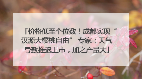 价格低至个位数！成都实现“汉源大樱桃自由” 专家：天气导致推迟上市，加之产量大