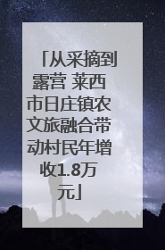从采摘到露营 莱西市日庄镇农文旅融合带动村民年增收1.8万元