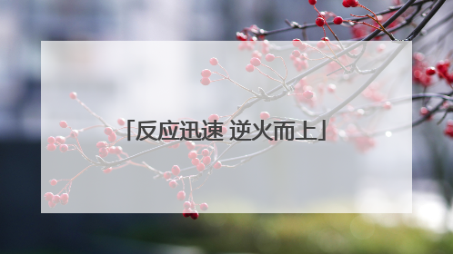 反应迅速 逆火而上
