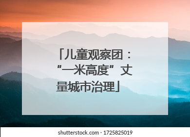 儿童观察团：“一米高度”丈量城市治理