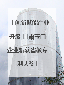 创新赋能产业升级 甘肃玉门企业斩获省级专利大奖