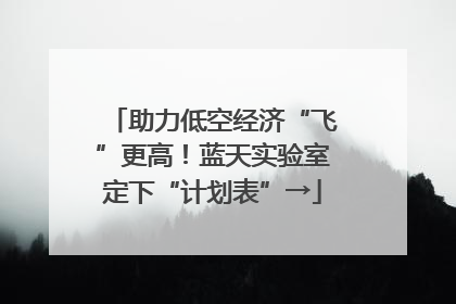 助力低空经济“飞”更高！蓝天实验室定下“计划表”→