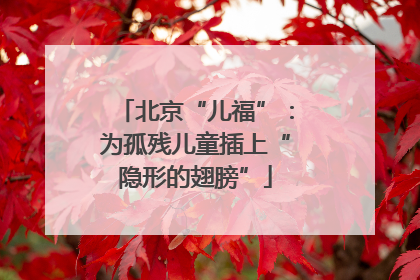 北京“儿福”：为孤残儿童插上“隐形的翅膀”