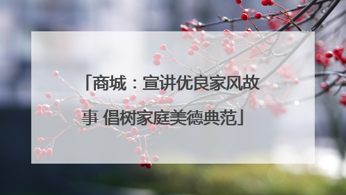 商城：宣讲优良家风故事 倡树家庭美德典范