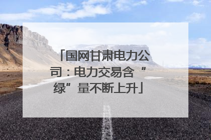 国网甘肃电力公司：电力交易含“绿”量不断上升