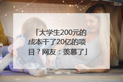 大学生200元的成本干了20亿的项目？网友：羡慕了