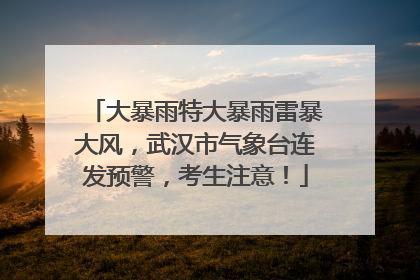 大暴雨特大暴雨雷暴大风，武汉市气象台连发预警，考生注意！