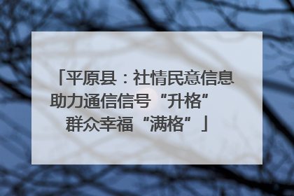 平原县：社情民意信息助力通信信号“升格” 群众幸福“满格”