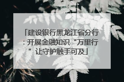 建设银行黑龙江省分行：开展金融知识“万里行”让守护触手可及