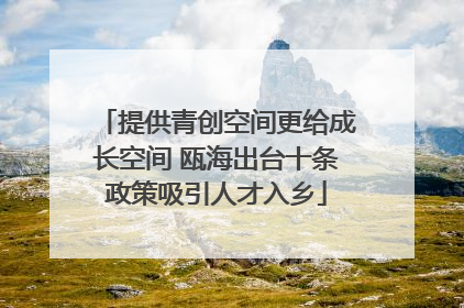 提供青创空间更给成长空间 瓯海出台十条政策吸引人才入乡