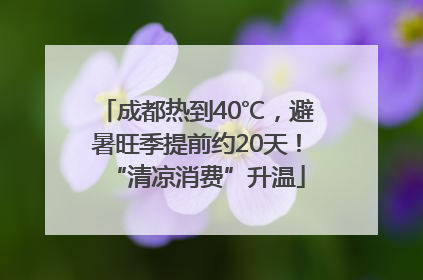 成都热到40℃，避暑旺季提前约20天！“清凉消费”升温