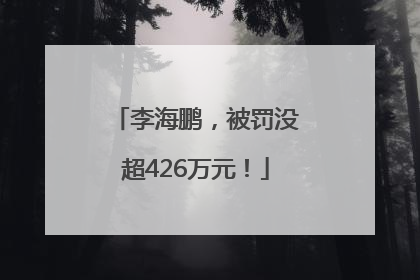 李海鹏，被罚没超426万元！