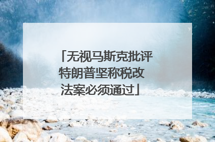 无视马斯克批评 特朗普坚称税改法案必须通过