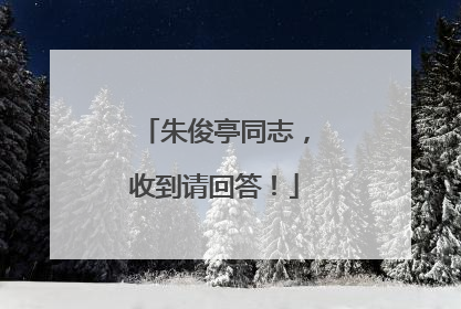 朱俊亭同志，收到请回答！