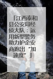 江西泰和县公安局经侦大队：运用新型警务助力护企安商跑出“加速度”