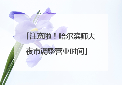 注意啦！哈尔滨师大夜市调整营业时间