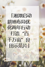湘潭启动耕地布局优化两年行动 打造“百千万亩”良田示范片