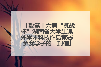 致第十六届“挑战杯”湖南省大学生课外学术科技作品竞赛参赛学子的一封信