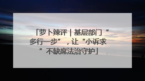 萝卜辣评｜基层部门“多行一步”，让“小诉求”不缺席法治守护