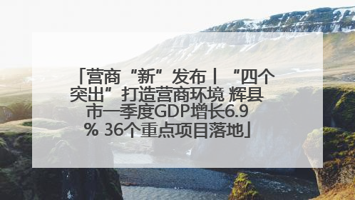 营商“新”发布丨“四个突出”打造营商环境 辉县市一季度GDP增长6.9% 36个重点项目落地
