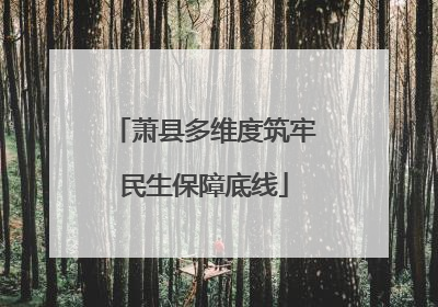 萧县多维度筑牢民生保障底线
