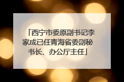 西宁市委原副书记李家成已任青海省委副秘书长、办公厅主任