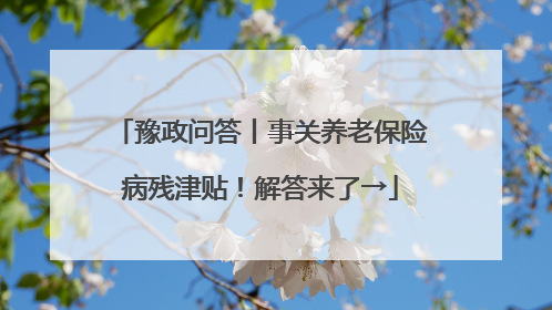 豫政问答丨事关养老保险病残津贴！解答来了→