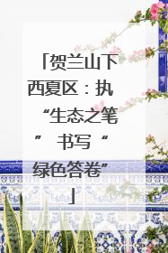 贺兰山下西夏区：执“生态之笔” 书写“绿色答卷”