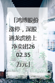 鸿博股份涨停，深股通龙虎榜上净卖出2602.35万元
