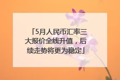 5月人民币汇率三大报价全线升值，后续走势将更为稳定