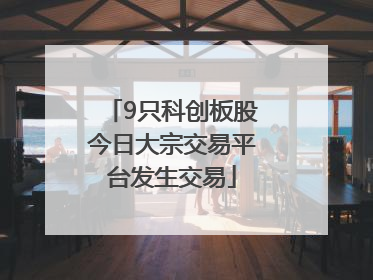 9只科创板股今日大宗交易平台发生交易